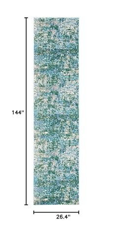 SAFAVIEH Madison Collection 2'2" x 12' GreenTurquoise MAD471Y Modern Abstract Non-Shedding Entryway Foyer Living Room Kitchen Runner Rug - color: Green/Turquoise, size: 2'2" x 12' (Runner)