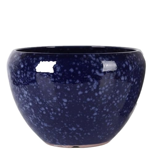 suruim Blue Ceramic Plant Pots with Drainage Hole, 8.5 Inch Ceramic Planter for Indoor Plants, Decorative Flower Pots for Succulent Orchid Aloe Cactus, Blue Pots for Indoor Plants Home Decor