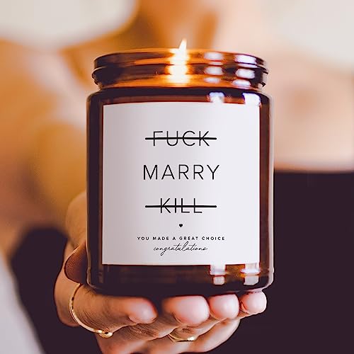 ThreeKin Engagement Candle, Gift for Engaged Couples | Lavender & Lemongrass Soy Wax Blend | 65-Hour Burn Time | Scented Jar for Bridal Showers & Brides to Be - size: 8oz, style: Marry