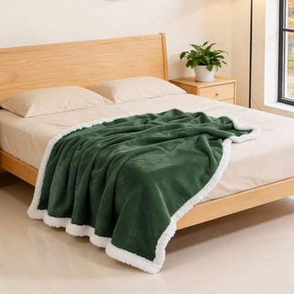 BEAUTEX Sherpa Fleece Throw Blankets Soft Fluffy Flannel Plush Cozy | Fuzzy Green Cuddle Blanket for Couch, Bed, Sofa, Adults (50" x 60", Green) - color: Sagegreen, size: Throw-50"x60"