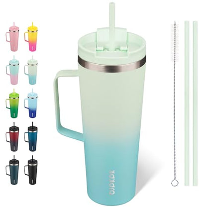 BJPKPK 26oz Insulated Tumbler with Handle, Lid & Straw, Stainless Steel | Double Wall Vacuum Insulated Coffee Travel Mug - Keeps Cold & Hot, BPA Free, Cupholder Fit for Office, Gym & Travel - color: Mint, size: 26 Ounces