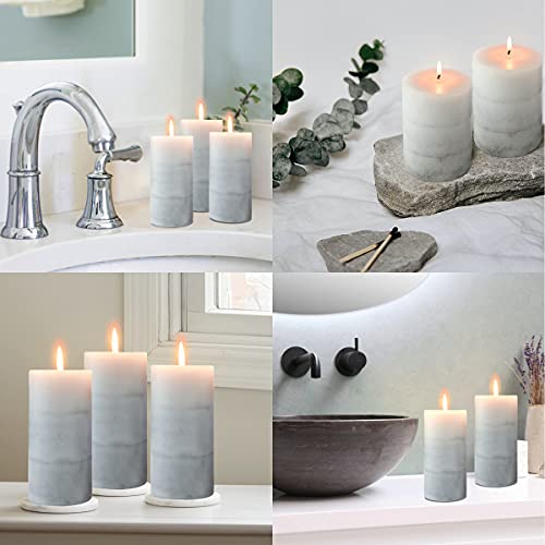 CRYSTAL CLUB White Pillar Candles, Aromatherapy Scented Candles, Set of 3 Tall 3x6 Inch Rustic Grey Candles, Clean Burning and Dripless Candle Lights, Creamy Coconut Scented for Home Décor | Aromatherapy Scented Candles, Clean Burning and Dripless Candle
