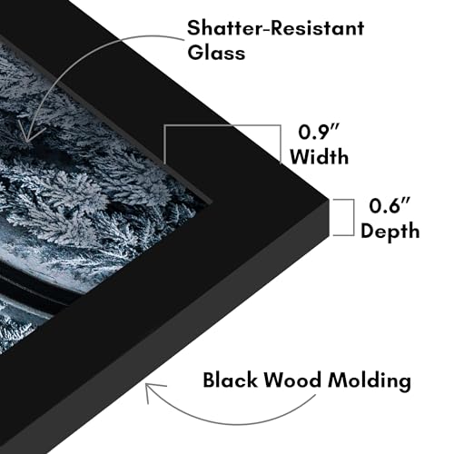 Americanflat 5x10 Picture Frame - Engineered Wood - Black | Shatter-resistant glass, wall or tabletop display with included easel, sawtooth hangers included - color: Black, size: 5x10