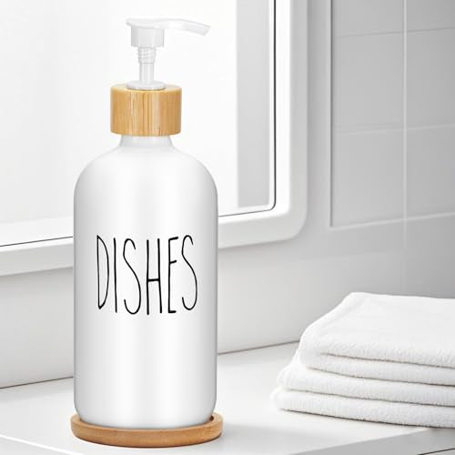 2Pcs Round Bamboo Soap Dispenser Tray, Bathroom Countertop Organizer (2)