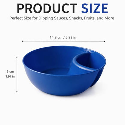 6 Colors Divided Snack Bowls, Anti Soggy Chip Dip Serving Dishes, Stackable Plastic Bowls, Microwave & Dishwasher Safe, Ideal for Home Party, Salad, Nuts, Salsa - color: Blue