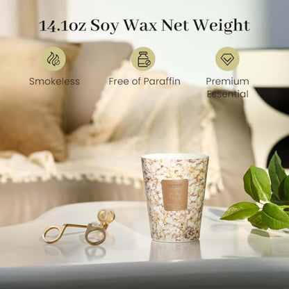 M&SENSE Lemon Vanilla Scented Soy Candle, 3 Wick Highly Scented 14.1 Oz 75H, Aromatherapy Christmas Gift for Women and Men - color: Sugared Lemon Zest, size: Medium