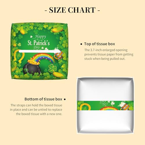 Tissue Box Cover,Rainbow St.Patrick's Day with Clover Leaf Leather Tissue Box Holder Square Facial Paper Case Organizer Dispenser for Bathroom Vanity Countertop Tabletop Car Office - color: Color5