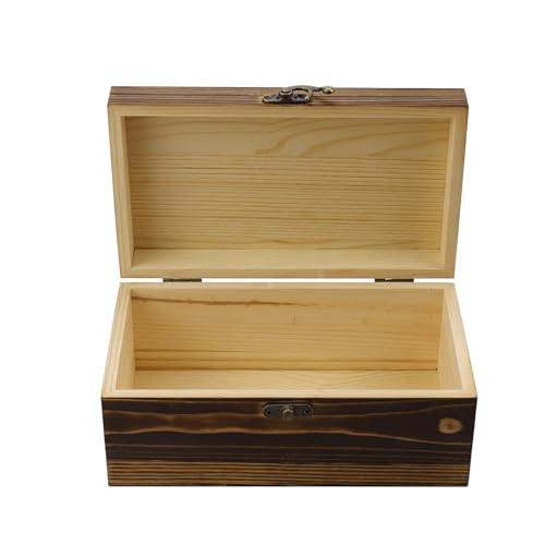 KUMGROT Wooden Box With Hinged Lid - Writable Vintage Gift Box | Handmade Solid Wood Storage for Photos, Jewelry, Coins, Cards - 7.9" x 4.5" x 2.8", Brown - style: Large Rectangular