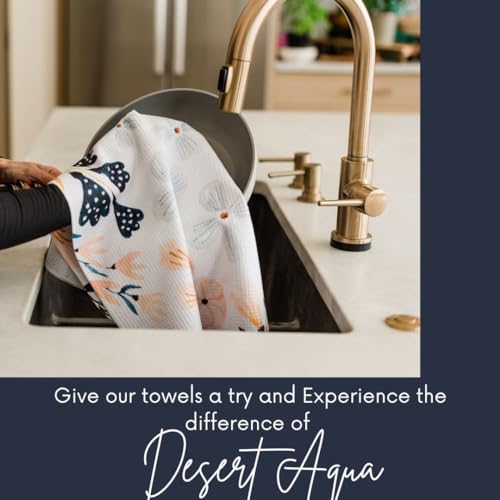 Kitchen Towels, Dish Towels for Kitchen, 3 Pc Kitchen Towel Set | Microfiber Waffle Towels, 16 x 26 inches, with Hanging Loops, Reusable Tea Towels, Cute Kitchen Towels - 3 Pack - color: Aqua