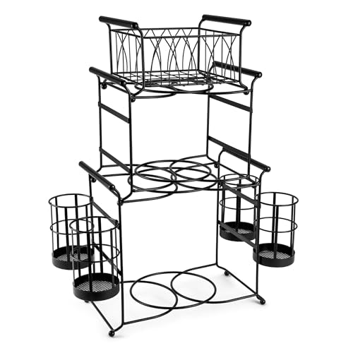 Sorbus® Buffet Caddy — 7-Piece Stackable Set Includes Plate, Napkin, and Silverware Holder, 3-Tier Detachable Tabletop Organizer — Ideal for Kitchen, Dining, Entertaining, Parties,Thanksgiving (Black) - color: Black