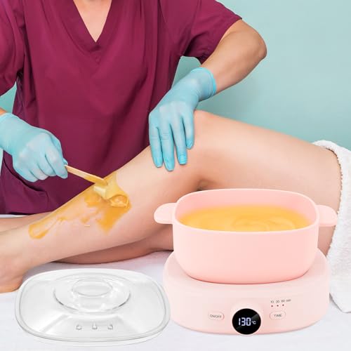 Digital Hair Removal Wax Warmer, Adjustable Temperature Waxing Machine for Women Hair Removal, Face, Bikini, Legs and Body, with Silicone Wax Pot Liner (Pink) - color: Pink