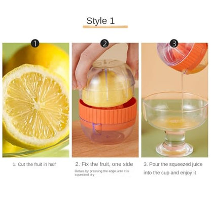 Lemon Squeezer Manual, 2 PCS Citrus Orange Juicer with Plastic Cup, Easy Use Fruit Press for Bar Home, Multi-function Handheld Kitchen Vegetable Gadgets