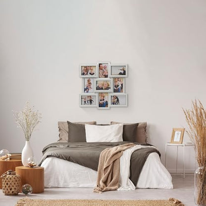 MELANNCO 18 x 18 Inch 9 Opening Photo Collage Frame, Displays Four 4x6 and Five 6x4 Inch Photos, White - color: White, size: 18 x 18 Inch