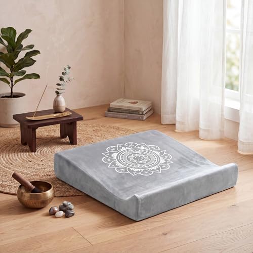 Meditation Cushion Set with High-Density Foam : 26.4" Large Floor Pillow for Yoga, Meditation, Sitting，Zafu & Zabuton Removable Washable Luxe Velvet Cover - color: C