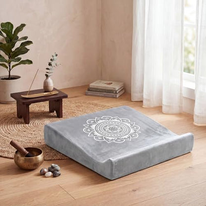 Meditation Cushion Set with High-Density Foam : 26.4" Large Floor Pillow for Yoga, Meditation, Sitting，Zafu & Zabuton Removable Washable Luxe Velvet Cover - color: C