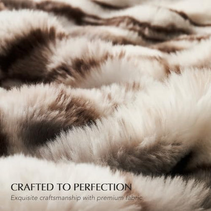 Faux Rabbit Fur Bubble Throw Blanket, 60"x80", Beige & Gray | Ultra Soft, Luxury Faux Rabbit Fur Throw, Thick Warm Bubble Blanket, Cozy Fluffy Reversible, for Bed, Couch, Chair, Sofa - color: Marble Beige & Grey Chocolate, size: 60"x80"