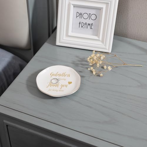 Christmas Mother Day Birthday Gifts for Godmother Ring Dish Jewelry Tray-Godmother Gifts from Godchild-Godmothers Are Blessing,Thank You for Being Mine - style: Godmon