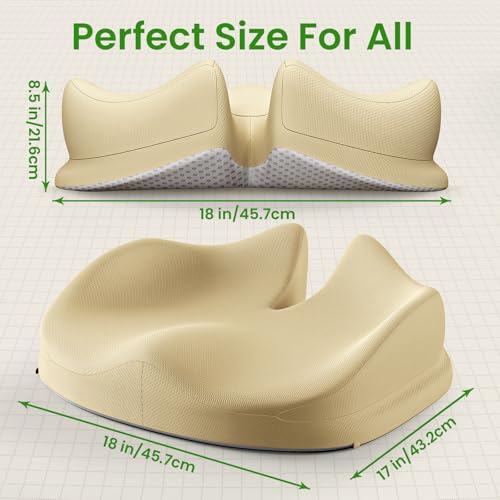 Benazcap Large Seat Cushion for Office Chair, Beige | Memory Foam - color: Yellow