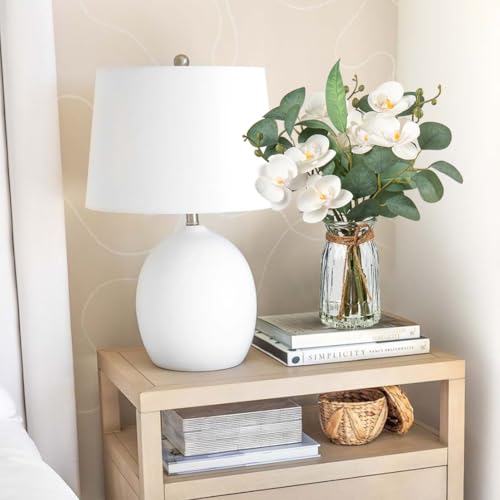 White Orchids Artificial Flowers with Vase Fake Flowers in Vase Artificial Eucalyptus Stems in Glass Vases with Faux Water Faux Orchid with Eucalyptus Leaves Arrangement for Dining Table Centerpiece - color: White & Clear Vase