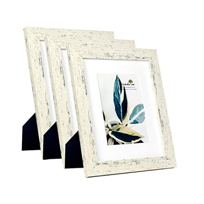 Rustic White 8x10 Picture Frame set of 2,Display 8x10 without Mat or 5x7 with Mat - color: White, size: 8x10 inches