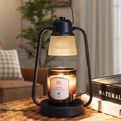 Candle Warmer Lamp with Timer and Dimmer for Scented Jar Candles | Metal candle warmer with 4 brightness levels, 2/4/8-hour timer and one 50W bulb for bedrooms, offices and living rooms - color: Candle Warmer Lamp