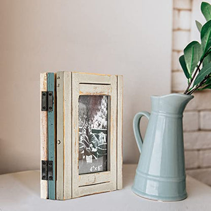 RiteSune Rustic Picture Frame 3 Folding 5X7 Triple Hinged | Photo Frame Collage for Home Office Desk, Present for Christmas, New Year - color: Trifold 5X7
