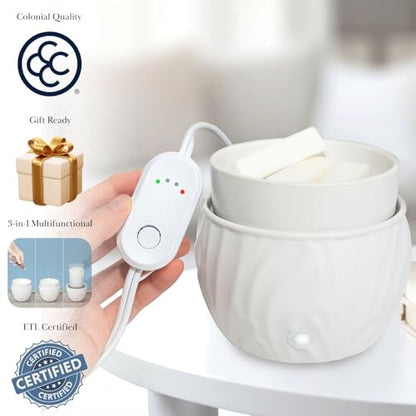 Colonial Candle Wax Melt Warmer with Timer, 3-in-1 Electric Wax Melter for Scented Wax Melts, Cubes, and Tarts | Home, Office, Bedroom, Gift & Décor