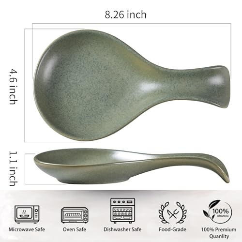 Ceramic Spoon Rest for Stove Top, 8 Inches Large Spoon Holder for Kitchen Counter, Porcelain Utensil Rest, Housewarming Thankgiving Christmas Gift, Dishwasher Safe Heat-Resistant, Green(1 PC) - color: Green
