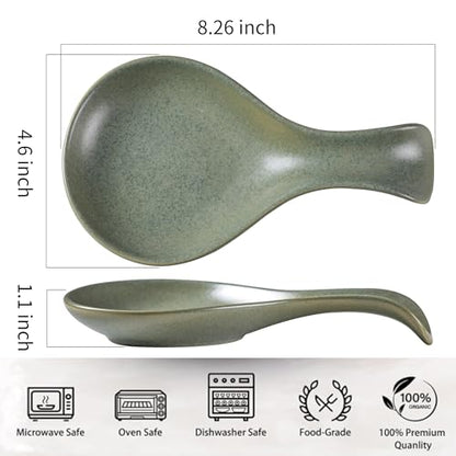 Ceramic Spoon Rest for Stove Top, 8 Inches Large Spoon Holder for Kitchen Counter, Porcelain Utensil Rest, Housewarming Thankgiving Christmas Gift, Dishwasher Safe Heat-Resistant, Green(1 PC) - color: Green