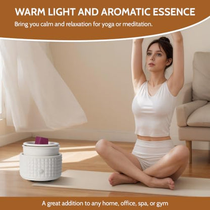 Ceramic Candle Warmer and Wax Melt Warmer with 1 PC Silicone Liner | 4-in-1 Electric Warmer for Jar Candle Wax Cube Essential Oil Coffee, Ideal Gift for Home Office Kitchen（Waffle） - color: White Waffle