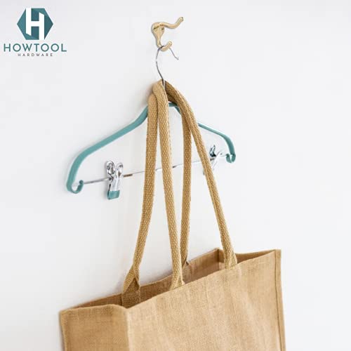 Coat Hooks for Wall Hanging Heavy Duty Wall Mounted Brass Plated, 5 Pack - color: Brass