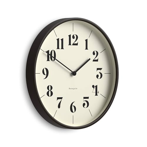 NEWGATE® Hopscotch wall Clock | Large Scandi Inspired Plywood Clock | 16" | Dark Wood case with Stylish Easy to Read Numbers | Modern Minimalist Design for Kitchen, Living Room or Office - color: Dark Plywood