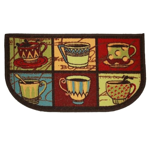 Kashi Home Kitchen Rug, Printed Area Rug, Durable Floor, Door Mat, Farmhouse Non-Slip Carpet Latex Backing Beautiful Design Frappe Place 18x30 D-Shape - color: Frappe Place, size: 1'6" x 2'6" (Semicircular)
