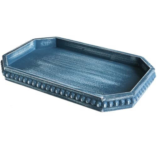 Hrastany Blue Wood Deocrative Tray, Coffee Table Tray for Centerpiece - color: Burnt-c8, size: 15.7" x 10.2" x 1.6"