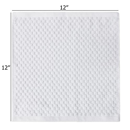COTTON CRAFT Euro Spa Waffle Wash Cloth - Set of 12 White Washcloth | Luxury Face Towel Set - 100% Cotton - Soft Plush Absorbent Low Lint Quick Dry - Gym Shower Beach Bath Kitchen - 12x12 inches - color: White, size: 12 Pack Wash Cloths