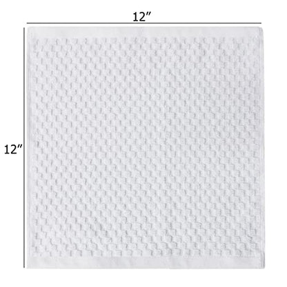 COTTON CRAFT Euro Spa Waffle Wash Cloth - Set of 12 White Washcloth | Luxury Face Towel Set - 100% Cotton - Soft Plush Absorbent Low Lint Quick Dry - Gym Shower Beach Bath Kitchen - 12x12 inches - color: White, size: 12 Pack Wash Cloths