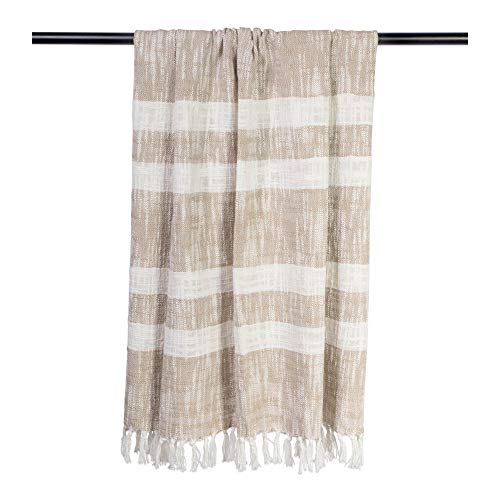 DII Mid-Century Modern Slub Stripe Woven Throw, Taupe, 50x60 - color: Taupe