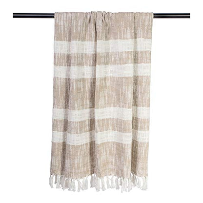 DII Mid-Century Modern Slub Stripe Woven Throw, Taupe, 50x60 - color: Taupe