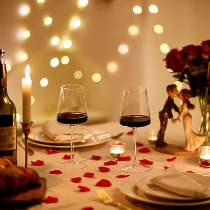 White Wine Glasses Set of 4, 13.5oz, Lead-Free, Dishwasher Safe | Hand Blown Crystal, Long Stem, Modern Square Design, Ready to Gift, Wedding Parties Christmas Daily Use - size: 13.5oz - 4 PCS
