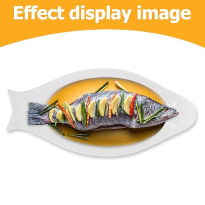 Hemoton Oval Fish Plate Ceramic Steamed Pure White Serving Platter for Kitchen Platters for Serving Food Sushi Rolls Fruit Slices Appetizers 15.74 X 7.48 X 0.98 in - size: 38x18cm