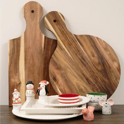 Rectangular Acacia Charcuterie Board - 10"x22" Cheese Boards Perfect for Christmas, Halloween, Ideal Wedding Gifts for Couple, Large Kitchen Serving Platter with Peg for Optional Toppers - style: Rectangular Charcuterie Board