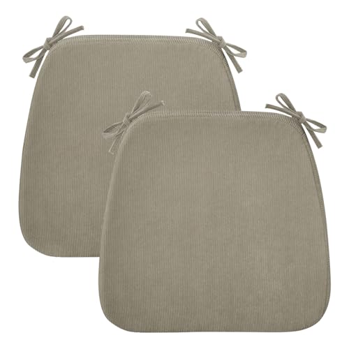 Dining Chair Cushions, Khaki, 17"x16", Set of 2 | 2'' Thick Cooling Gel High-Density Foam, Ties and Non-Slip Bottom, Removable Washable Cover, For Dining and Kitchen - color: Khaki, size: 2 Count (Pack of 1)