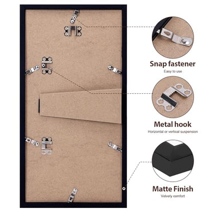 Fixwal 8x16 Collage Picture Frame, Holds Three 5x7 Photos, PVC | Shatter Resistant Plastic Cover, Wall or Tabletop Decor - size: 8x16（3-5x7）