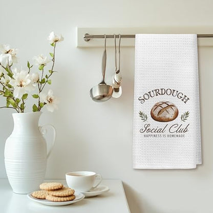 Funny Baker Gifts Kitchen Baking Towels, Gifts for Sourdough Baking Lovers, Happiness is Homemade Hand Dish Towels for Kitchen, 16x24 Inch - color: Bake Kitchen Towels-2