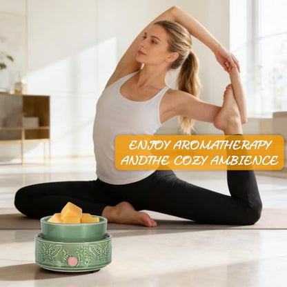 Butterfly Wax Melt Warmer for Scented Wax 3-in-1 Ceramic Wax Warmer | Fragrances Candle Oils, Home Fragrance Burner,Electric Candle Warmer for Mom Women(Green) - color: Green Butterfly