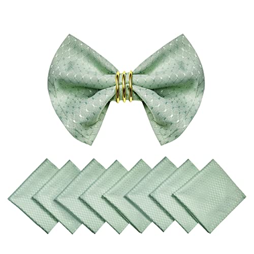 Sage Green Jacquard 17x17 Square Polyester Cloth Napkins Set of 8 | Waterproof, Stain Resistant, Shrink Proof, Washable, fabric, Outdoor, Dining, Wedding, Kitchen, Party, Banquet, Reusable - color: Sage Green