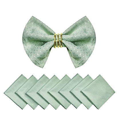 Sage Green Jacquard 17x17 Square Polyester Cloth Napkins Set of 8 | Waterproof, Stain Resistant, Shrink Proof, Washable, fabric, Outdoor, Dining, Wedding, Kitchen, Party, Banquet, Reusable - color: Sage Green