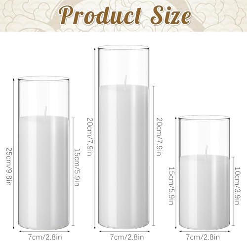 36 Pcs Pillar Candles and Glass Cylinder Vases Tall Cylinder Holders for Pillar Candles Wedding Centerpieces, Total 18 Sets(Clear,White) - color: Clear,white