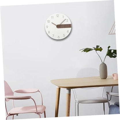 Ipetboom Silent Wood Wall Clock Decorative Hanging Clock Without Battery Modern Home Decor for Living Bedroom Office Unique Minimalist Design