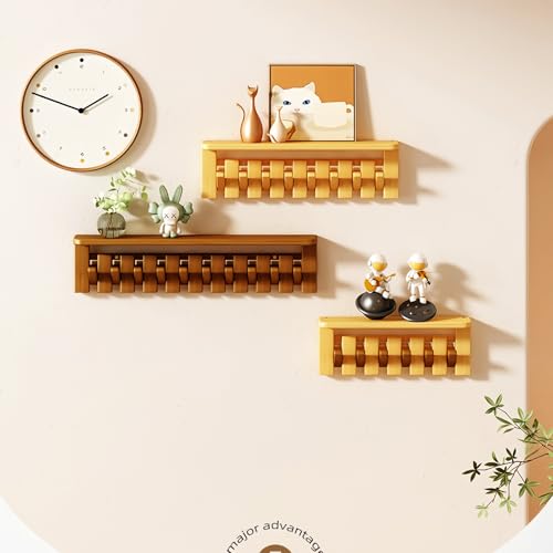 Wall Mounted Coat RackHooks Piano Key Hangers Natural Solid Wood Hanger Non-Woven Fabric Clothes Hangers for Closet, Kitchen, Bedroom, Bathroom, Entryway (Tray Walnut-Beech, 6 Hooks) - color: Tray walnut-beech, size: 6 Hooks
